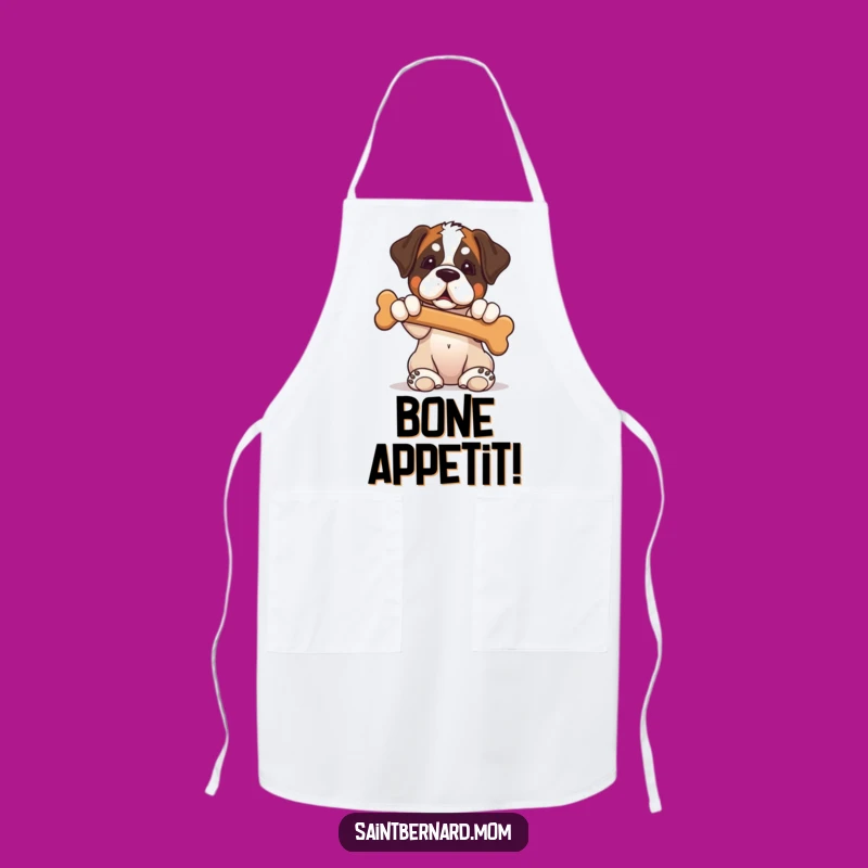 Funny Saint Bernard Puppy Chef Apron - Sweet Dog Lover Kitchen Gift