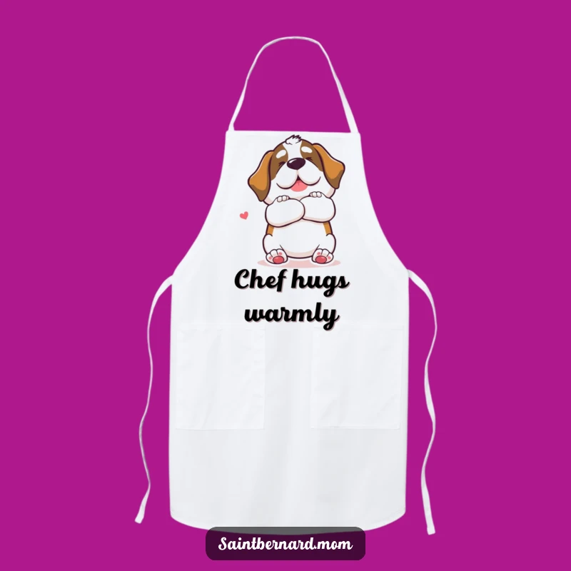 Funny Saint Bernard Hug Apron: Kitchen Fun with Dog Affection!