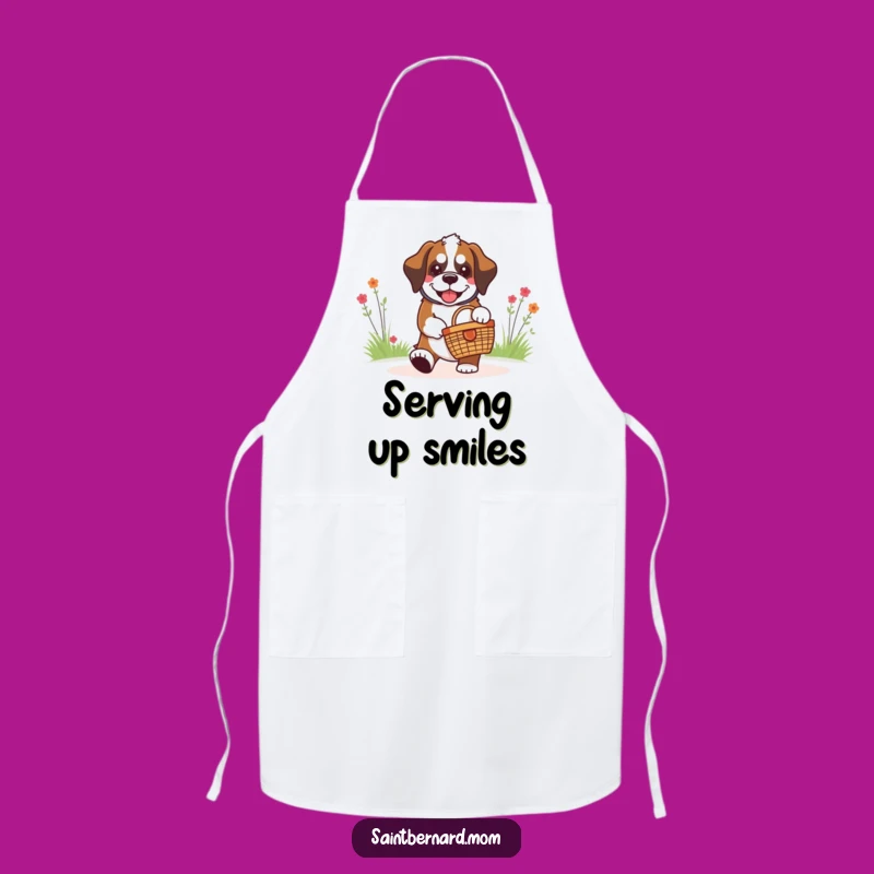 Funny Saint Bernard Picnic Apron - Cute Dog Kitchen Fun Gift