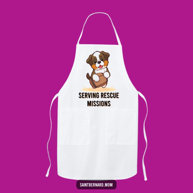 Funny Saint Bernard Puppy Apron - Kawaii Dog Barrel Kitchen Fun