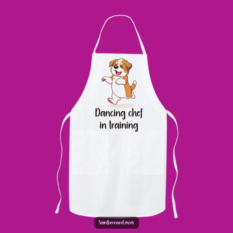 Funny Saint Bernard Puppy Chef Apron - Dancing Dog Lover Gift