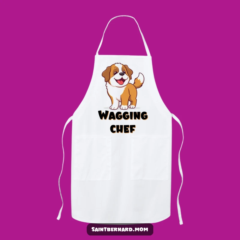 Funny Saint Bernard Wiggle Apron: Happy Dog's Kitchen Wiggle!