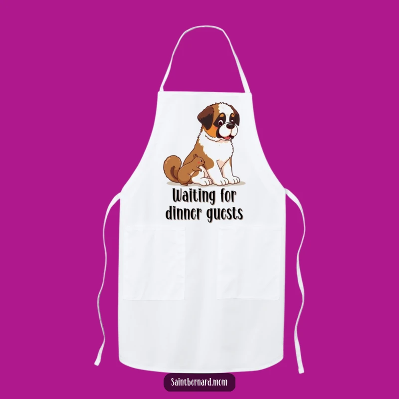 Funny Kawaii Saint Bernard Dog Apron: Patient Observer Kitchen Gift!