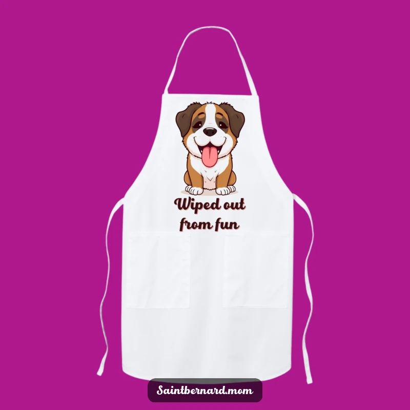Funny Saint Bernard Lady Apron: Joyful Panting, Kitchen Humor Fun