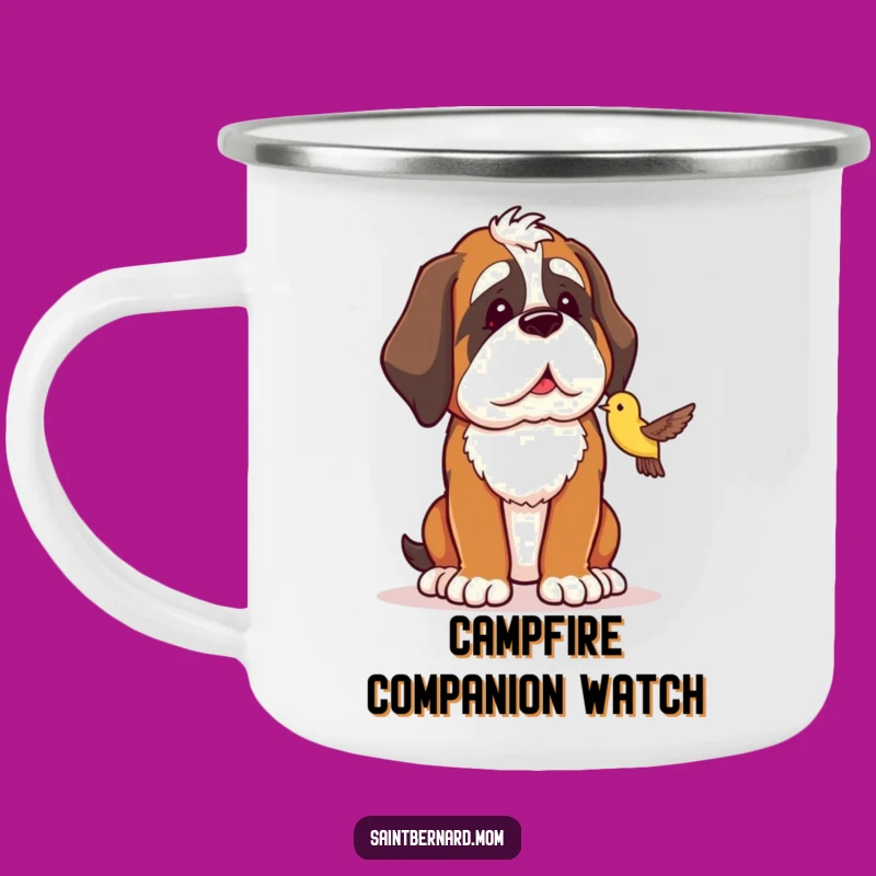 Funny Saint Bernard Camping Mug - Bird Protector - Outdoor Gift