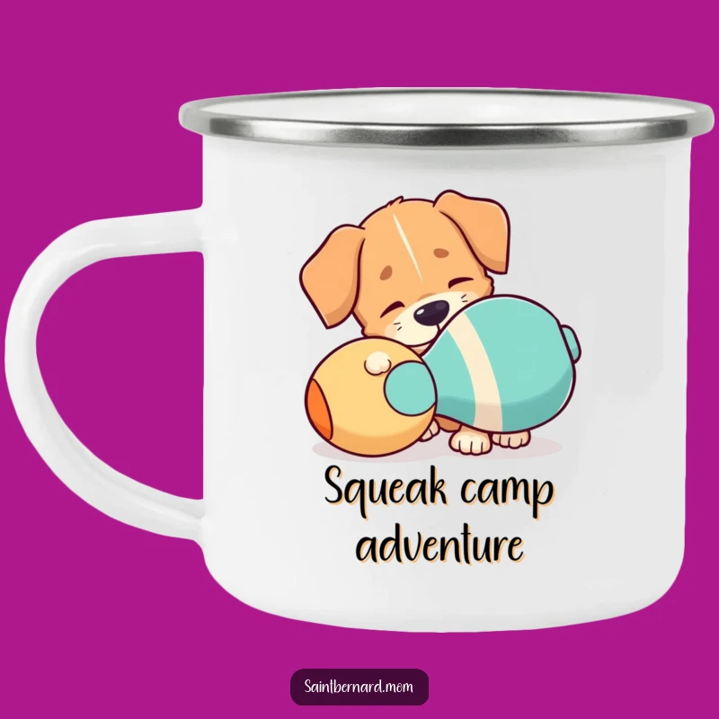Funny Floppy Ear Dog Camping Mug: Playtime Adventures with a Squeaky Toy