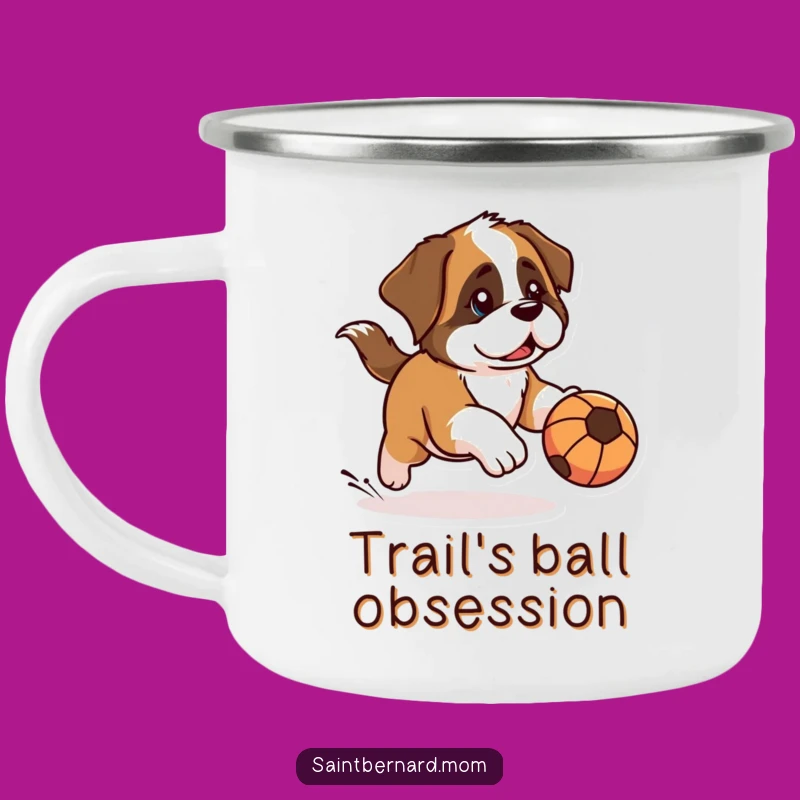 Funny Kawaii Saint Bernard Camping Mug: Determined Play Outdoors