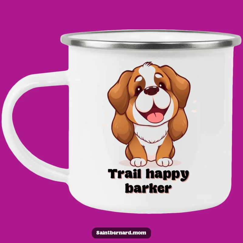 Funny Saint Bernard Lady Camping Mug: Cheerful Barking, Perfect Outdoor Gift