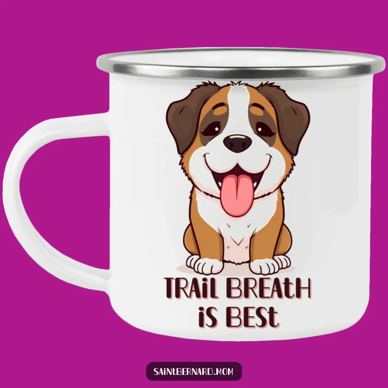 Funny Saint Bernard Lady Camping Mug: Happy Panting, Outdoor Joyful Mug