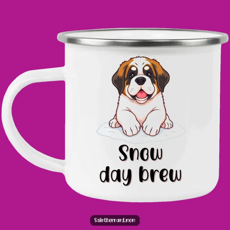 Funny Saint Bernard Snow Paws Camping Mug: Warm Up Your Winter Adventures!