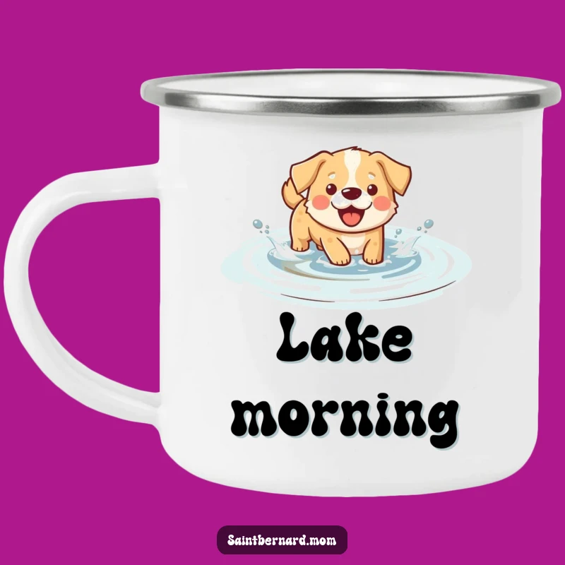 Funny Splashing Dog Camping Mug: Durable Drinkware with Aquatic Design, Perfect Gift