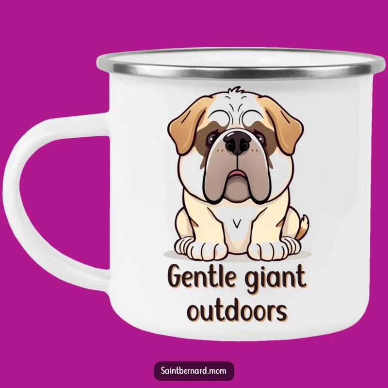 Funny Gentle Giant Saint Bernard Camping Mug: Cozy Adventures with Big Hearts!