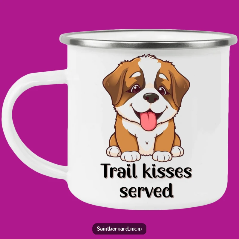 Funny Saint Bernard Puppy Lick Camping Mug - Happy Adventure Drinkware