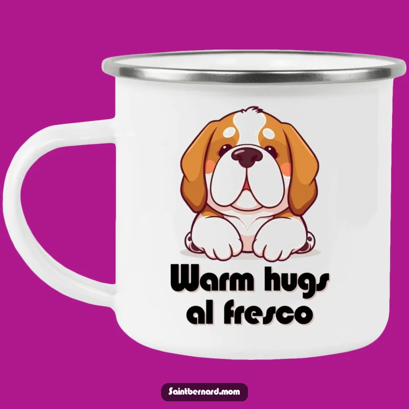 Funny Kawaii Saint Bernard Dog Camping Mug: Comfort Nuzzle Gift!