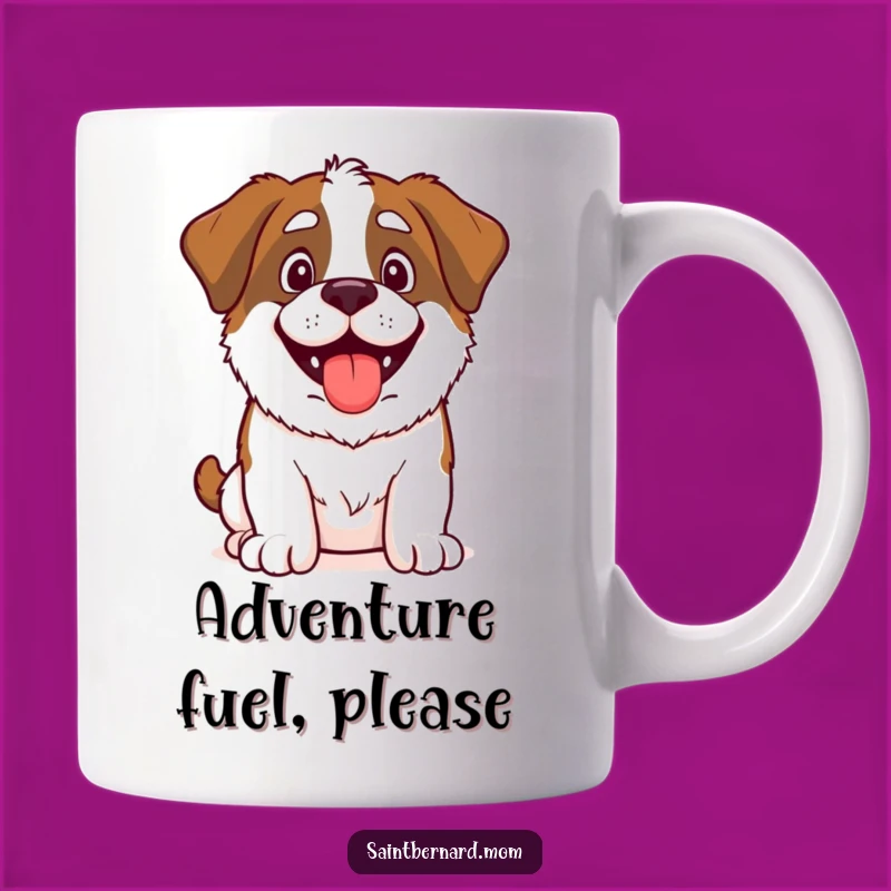 Funny Saint Bernard Adventure Mug: Happy Dog Ready for Fun - Perfect Gift