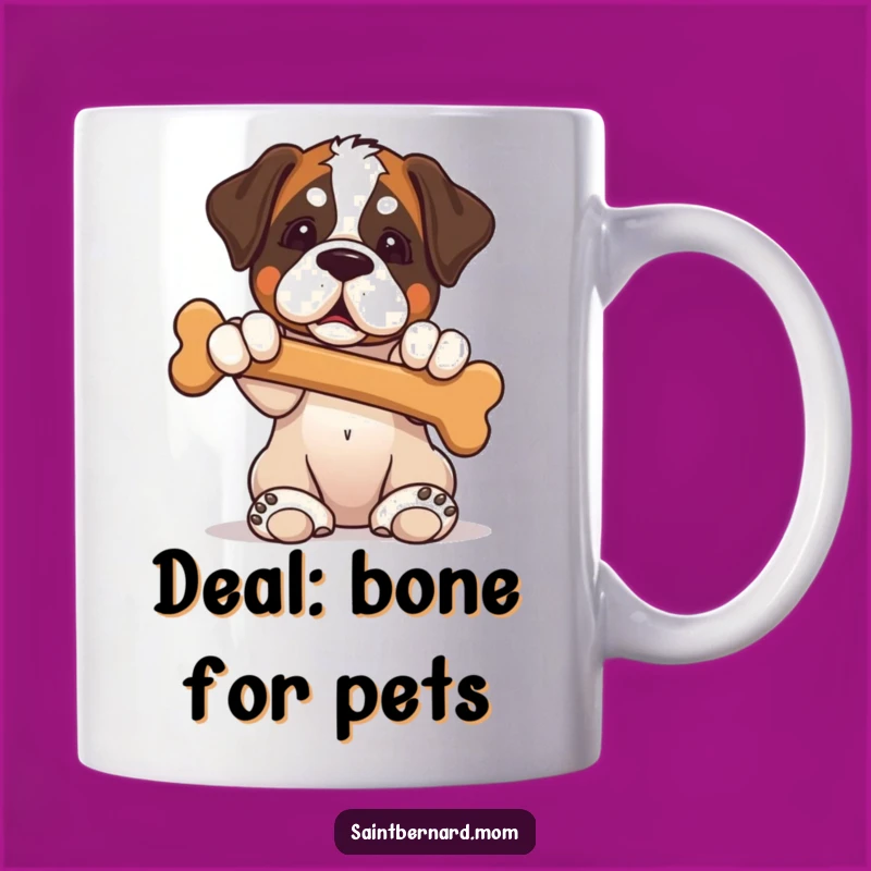 Funny Saint Bernard Puppy Bone Offering Mug - Adorable Dog Lover Gift