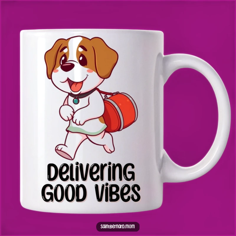 Funny Saint Bernard Lady Mug: Barrel Carrier, Helpful Dog Gift Idea