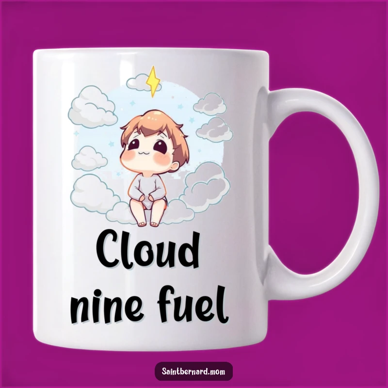 Funny Contented Cloud Gazing Character Mug: Peaceful Dreamer Gift