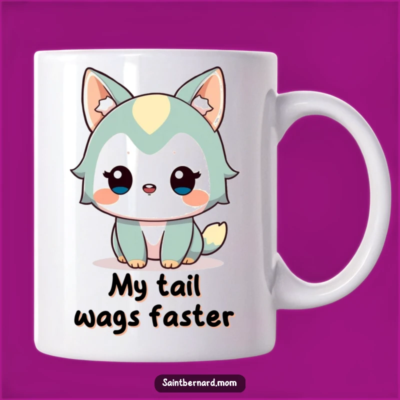 Funny Friendly Dog Mug: Alert Wagging Character, Perfect Cheerful Gift