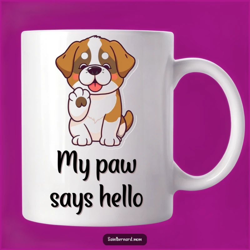 Funny Kawaii Saint Bernard Paw Friendship Mug - Perfect Gentle Giant Gift