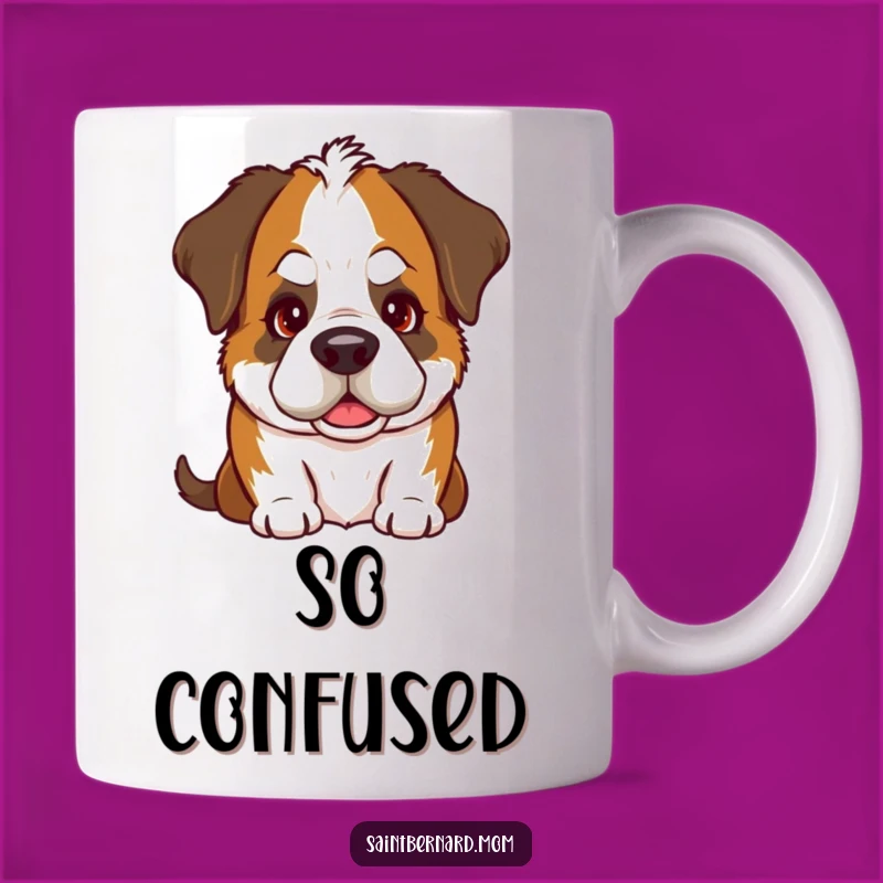 Funny Saint Bernard Head Tilt Mug: Goofy Dog with Warm Gaze - Perfect Gift