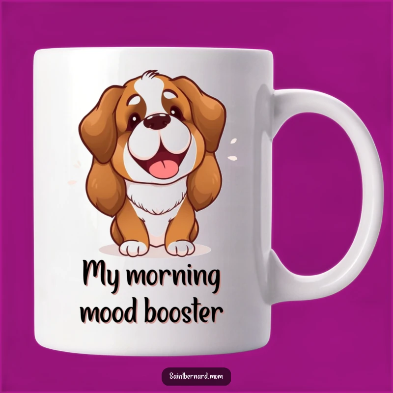 Funny Saint Bernard Lady Mug: Cheerful Dog Barking, Perfect Happy Gift
