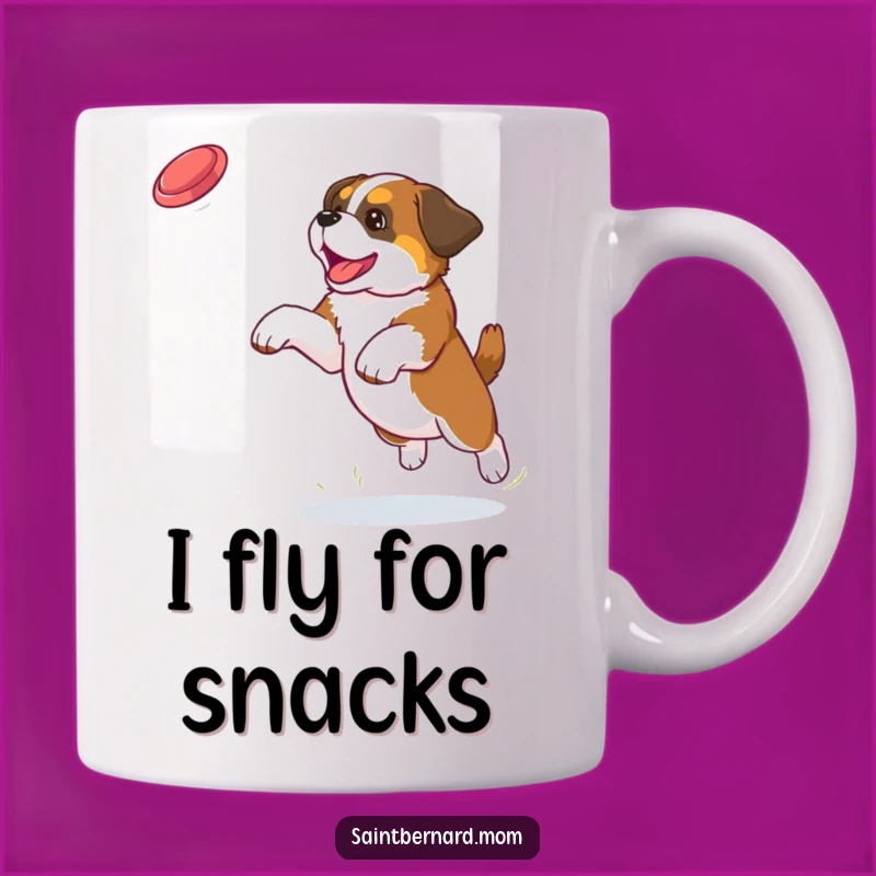Funny Saint Bernard Puppy Frisbee Catch Mug - Hilarious Dog Lover Gift for Him or Her