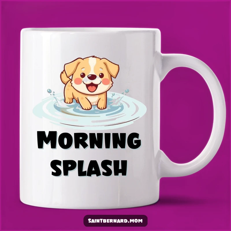Funny Splashing Dog Mug: Joyful Water Fun Design, Perfect Funny Gift for Beach Lovers