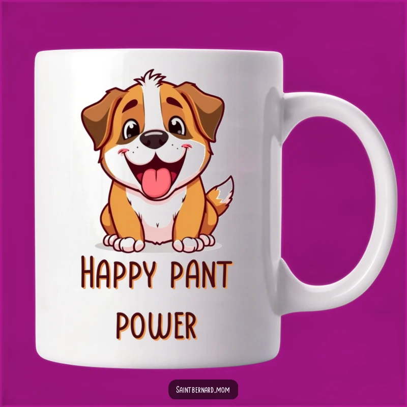 Funny Excited Saint Bernard Panting Mug - Happy Dog Energy Gift!