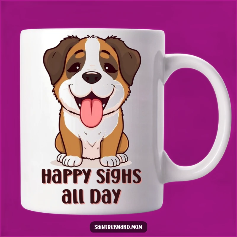 Funny Saint Bernard Lady Mug: Joyful Panting, Perfect 'Happy Dog' Gift