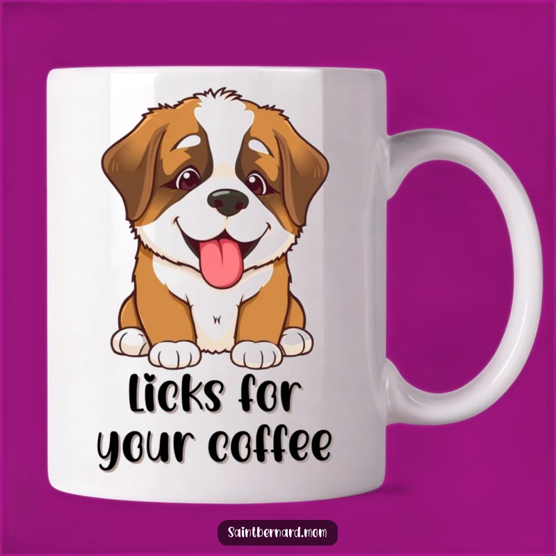 Funny Saint Bernard Puppy Lick Mug - Sweet Smiling Dog Gift Idea