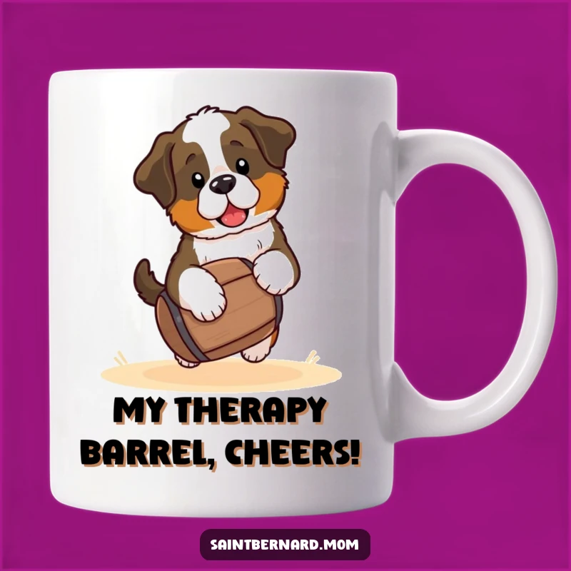 Funny Saint Bernard Puppy With Barrel Mug - Adorable Kawaii Dog Gift