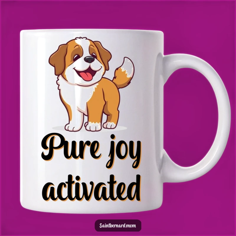 Funny Saint Bernard Wiggle Mug: Happy Dog's Full Body Wag - Perfect Gift