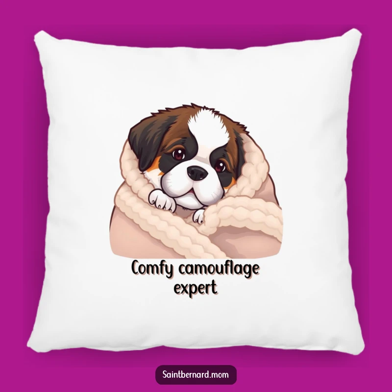 Cozy Funny Saint Bernard Puppy Blanket Pillow - Adorable Dog Gift