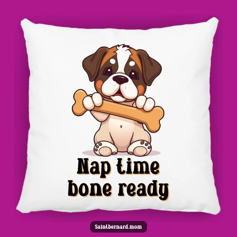 Cozy Funny Saint Bernard Puppy Bone Pillow - Cute Dog Lover Gift