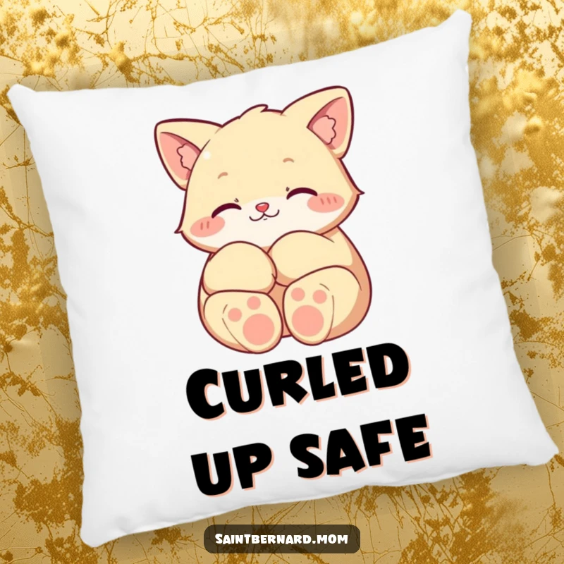 Funny pillow with a plush character’s large paws curled protectively, offering a cozy symbol of comfort, safety, and tender affection.