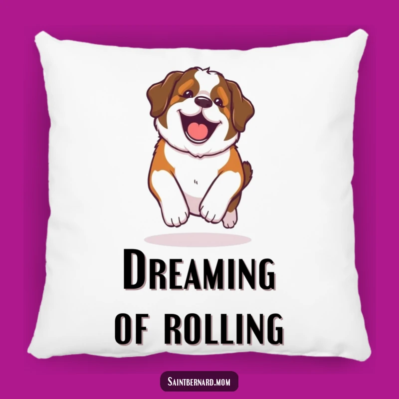 Funny Kawaii Saint Bernard Pillow: Cozy Glee, Happy Roll Comfort Gift