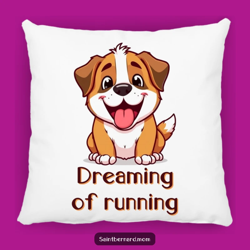 Funny Excited Saint Bernard Panting Pillow - Cozy Enthusiasm!