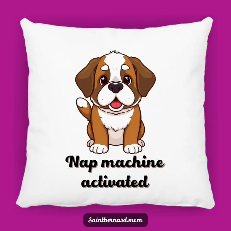 Funny Kawaii Saint Bernard Pillow - Cute Wagging Tail Accent Pillow Gift