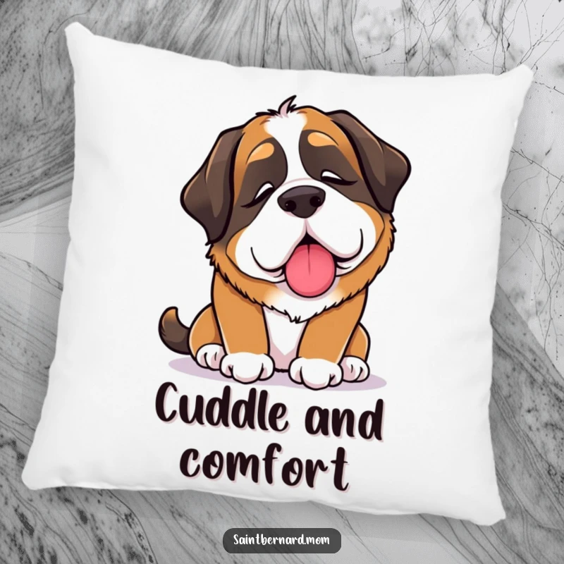 Funny Saint Bernard Lady Pillow featuring a dog offering a comforting lick, perfect for adding soft comfort and a feeling of care.
