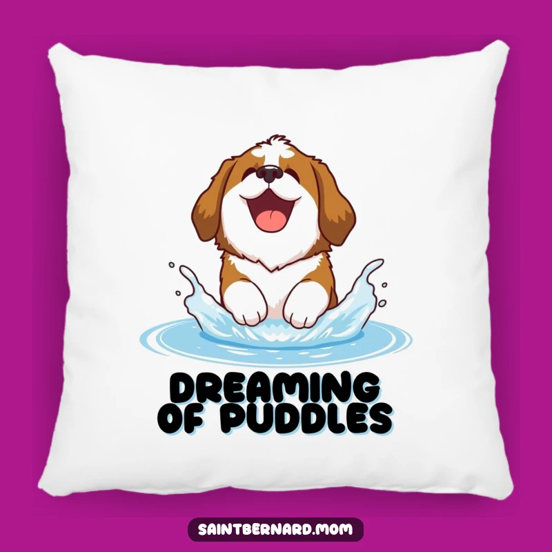 Funny Saint Bernard Pillow: Playful Saint Bernard Splash Time - Comfy Funny Gift Accent!