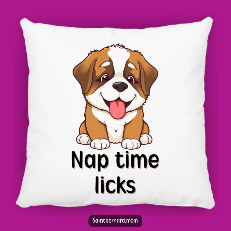Funny Saint Bernard Puppy Lick Pillow - Soft Happy Dog Cushion