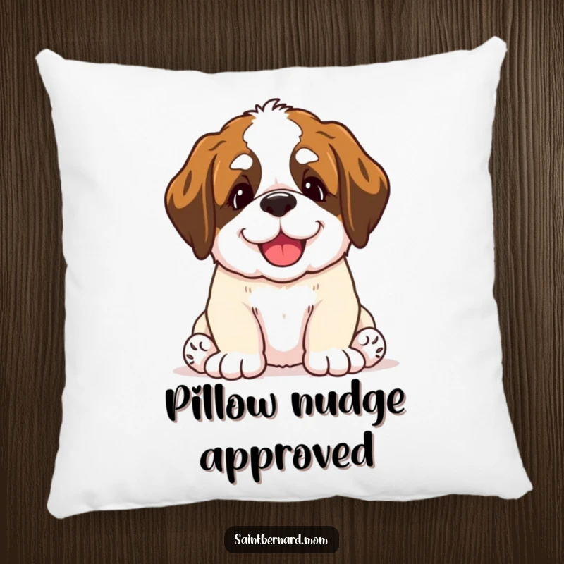 Funny Saint Bernard puppy pillow with a happy dog giving a gentle nudge, perfect for adding comfort and charm.