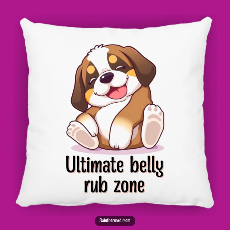 Funny Saint Bernard Puppy Belly Rub Pillow - Soft Goofy Dog Cushion