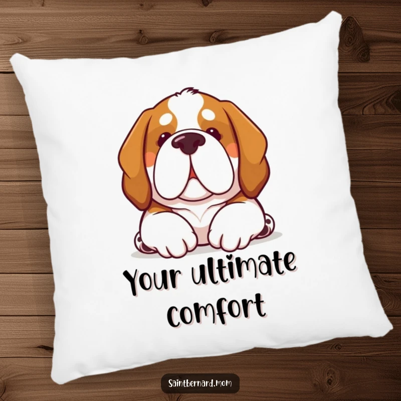 Funny Kawaii Saint Bernard dog pillow, soft cushion with a pup offering a comforting nuzzle, cozy and decorative.