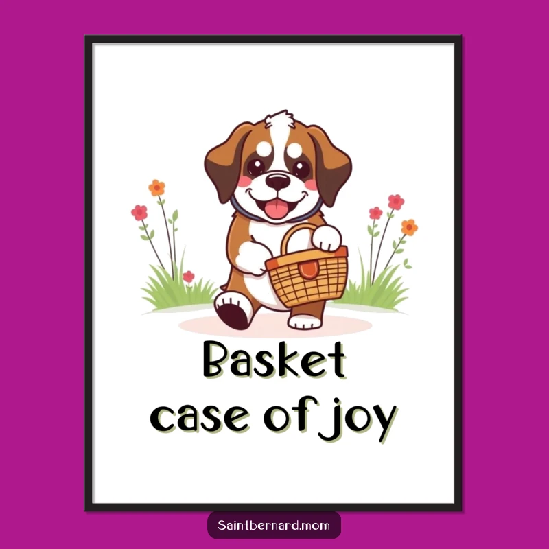 Funny Saint Bernard Picnic Digital Art - Instant Dog Decor Gift