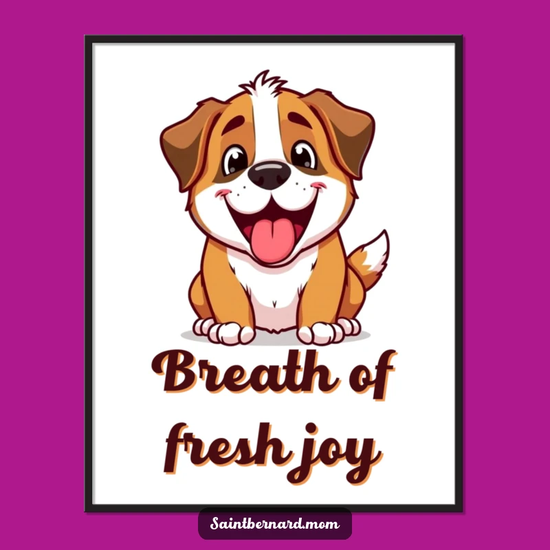 Funny Excited Saint Bernard Panting Digital Art - Instant Energy Decor!