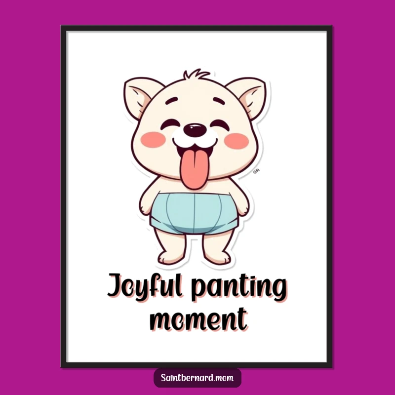 Funny Happy Panting Character Digital Art: Instant Tongue Out Download, Printable Funny Gift