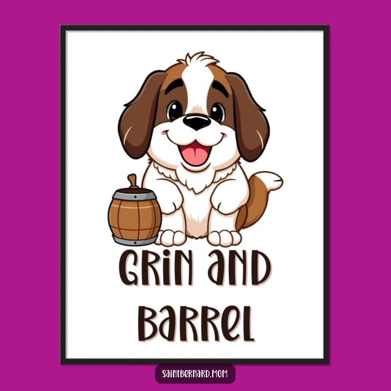 Funny Saint Bernard Digital Art: Happy Saint Bernard Grin - Instant Funny Gift Download!