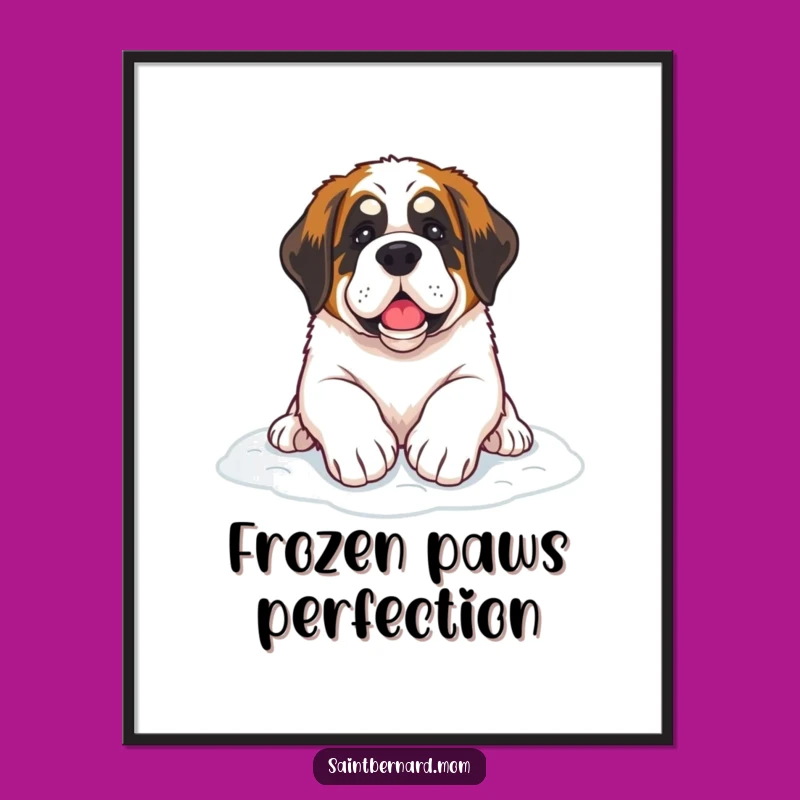 Funny Saint Bernard Snow Paws Digital Art: Instant Winter Charm for Dog Lovers!